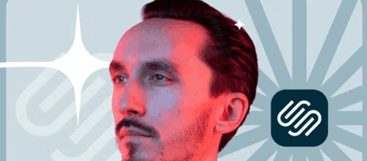 A close-up profile view of a person's face illuminated by dramatic red lighting, with a dark app icon visible in the corner